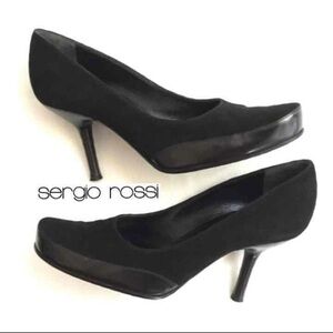 Sergio Rossi Elegant Black Leather Heels -Made in Italy 7M